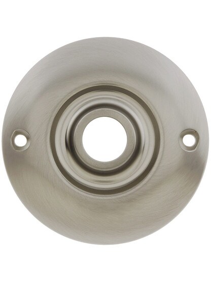 3 1/4 inch Forged Brass Rosette With 21/32 inch Collar in Satin Nickel.